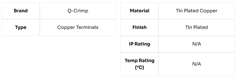 image of Copper Butt Splice Terminal Pack of 10