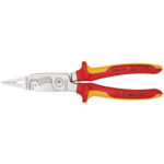 KNIPEX 13 86 200 Pliers for Electrical Installation insulated with multi-component grips, VDE-tested chrome-plated, 200mm
