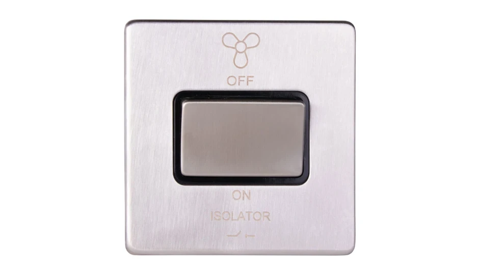 8507SSB 3 Pole Fan Isolator 10A Stainless Steel Black Insert - Image 1