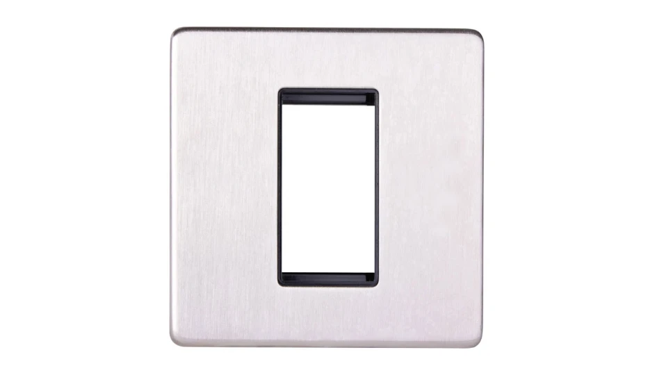 8586SSB One Module Data Plate Stainless Steel Black Insert - Image 1