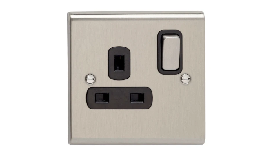 SD1207SCB 1 Gang 13A Switched Socket DP Stainless Steel Insert - Image 1