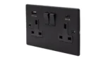 2 Gang 13A Switched Socket SP with 2 USB Ports (1 x Type A + 1 Type C, 4.8A) Matt Black - Image 2