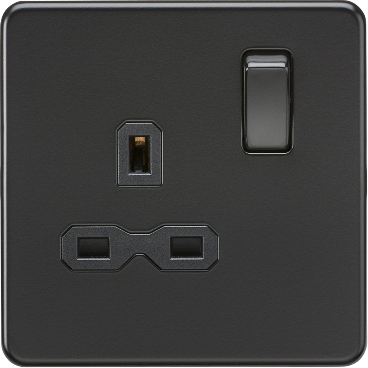 155570-autocrop-1200x1200 13A 1G DP Switched Socket - Matt Black with Black Insert - Image 1