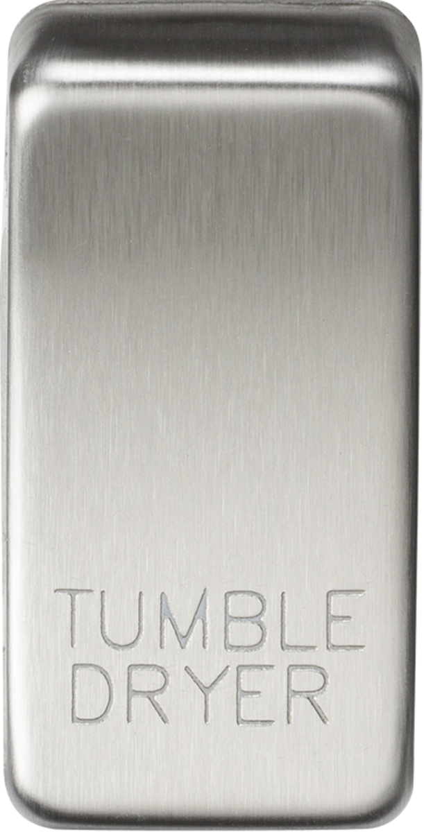 164642-autocrop-611x1200 (2) Switch cover "marked TUMBLE DRYER" - brushed chrome - Image 1
