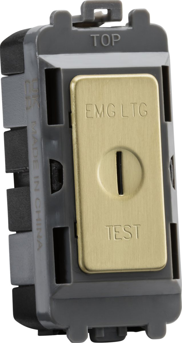 20AX DP key module (marked EMG LTG TEST) - brushed brass - EW Supplies