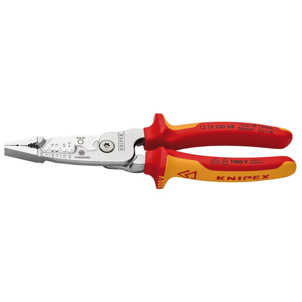 13192_1__84532 KNIPEX 13 76 200 ME VDE Wire Stripper with Multi-Component Grips, 200mm - Image 1