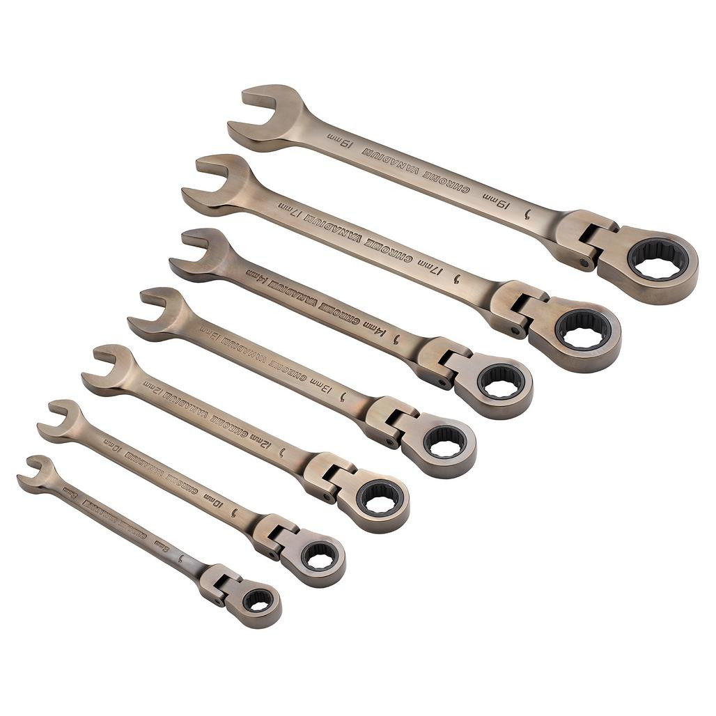 15087_1__93969 - Copy Flexible Head Ratcheting Metric Combination Spanner Set (7 Piece) - Image 1