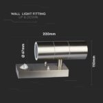 VT-7622PIR GU10 WALL FITTING WITH SENSOR,STAINLESS STEEL BODY-2 WAY IP44 - Image 8