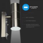 VT-7622PIR GU10 WALL FITTING WITH SENSOR,STAINLESS STEEL BODY-2 WAY IP44 - Image 6